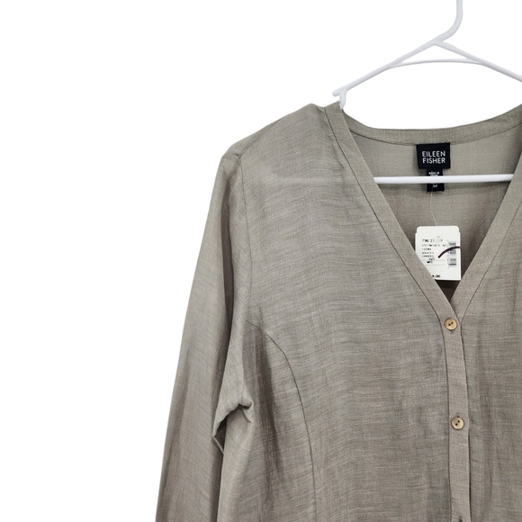 Eileen Fisher Women's Linen Silk Long Sleeves Lighweight Lagenlook Dress - Picture 2 of 8